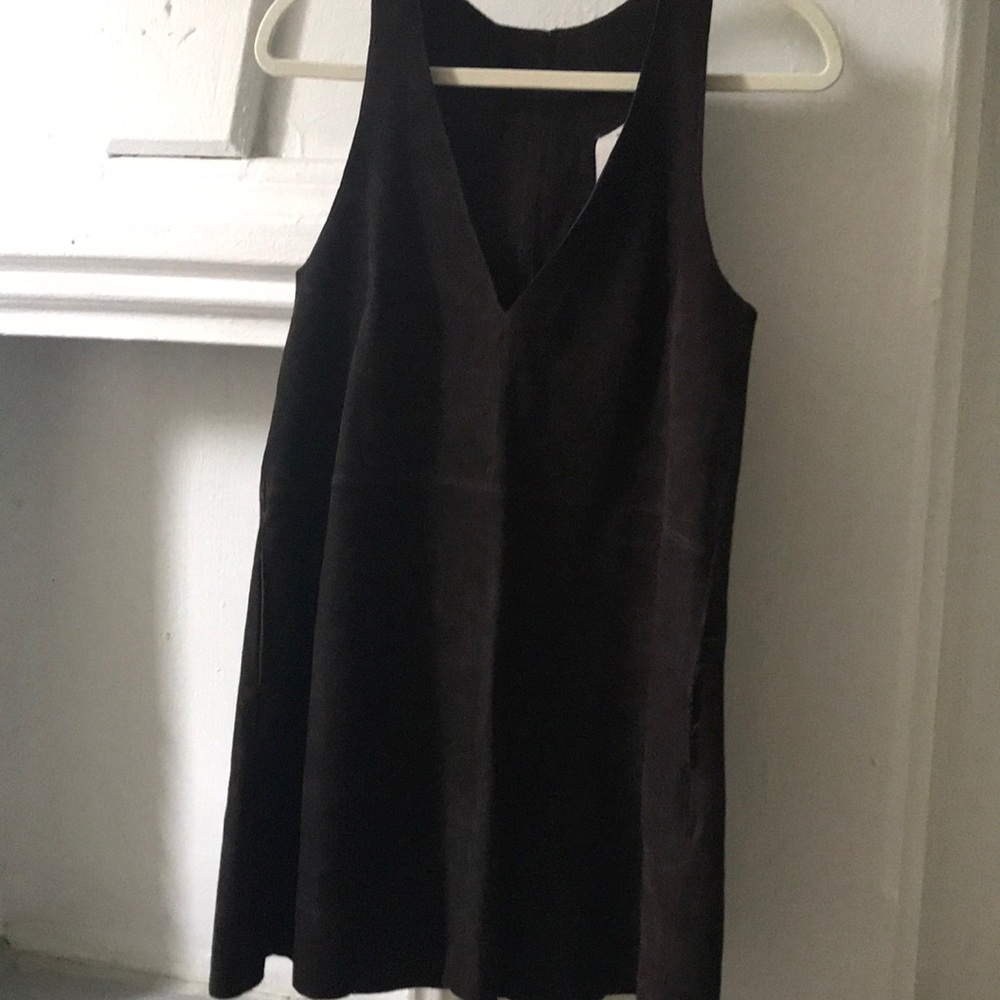 Free people 70s Brown suede mini dress v neck